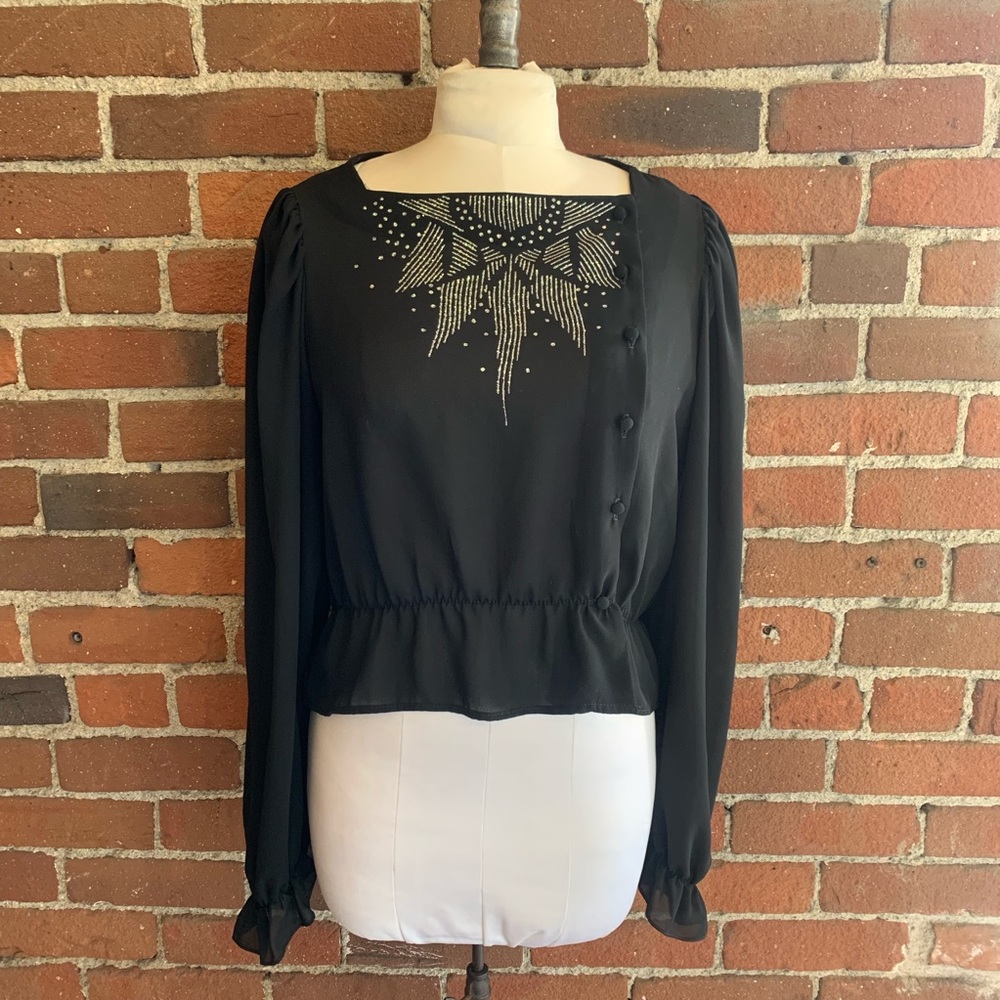 1970s Art Deco Sheer Top